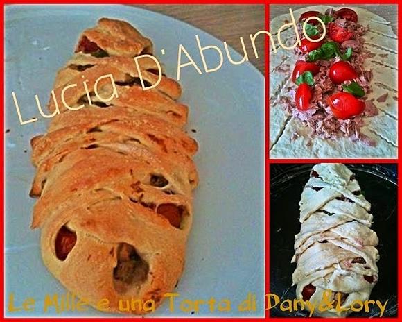 Treccia di pizza ripiena con tonno e pomodorini