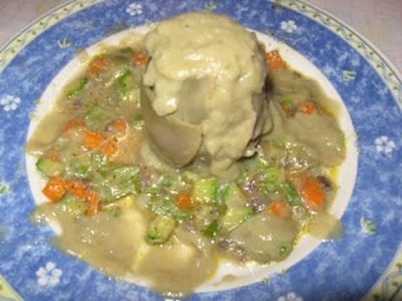 Carciofi con brunoise di verdure