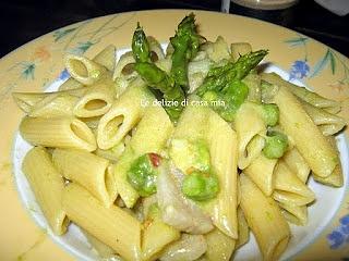 Penne tartufate con asparagi e tocchetti di lardo