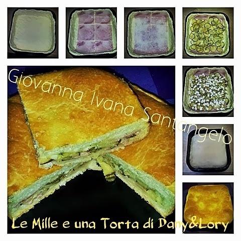 Focaccia ripiena di prosciutto cotto, parmigiano, zucchine e mozzarella