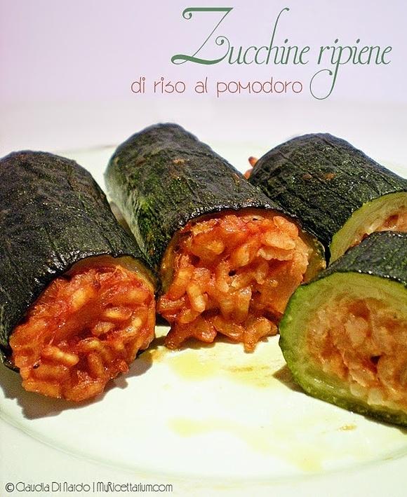 Zucchine ripiene di riso al pomodoro
