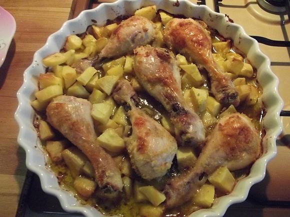 Pollo con patate alla birra