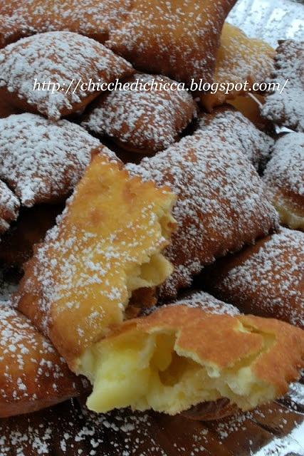Cenci ripieni crema e marmellata di arance rosse