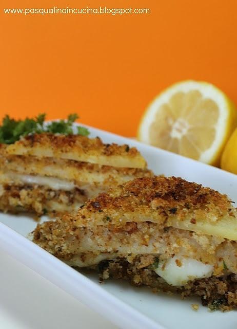 Millefoglie di triglia con bufala e patate