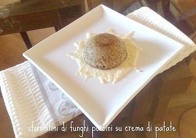 Sformatini di funghi porcini su crema di patate