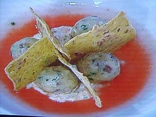 Canederli alla veneta con distillato di pomodoro