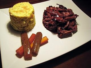 Agnello al Sagrantino con budino di patate al timo
