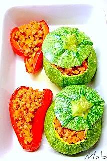 Verdure ripiene con riso e zucchine