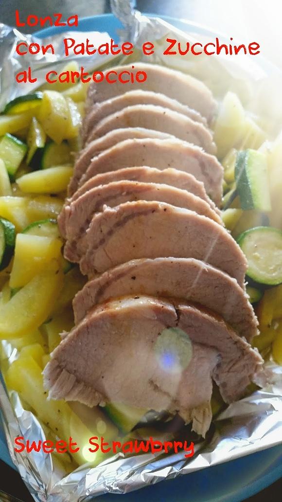 Lonza con patate e zucchine al cartoccio