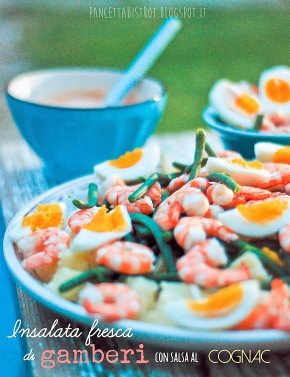 Insalata fresca di gamberi con salsa al cognac