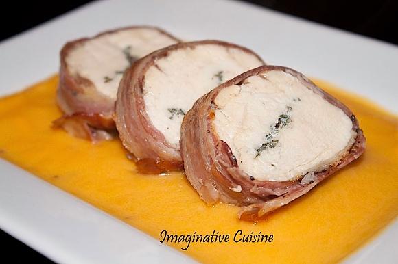 Lonza di maiale porchettata su crema di zucca