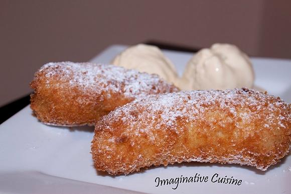 Banane fritte con gelato alla vaniglia