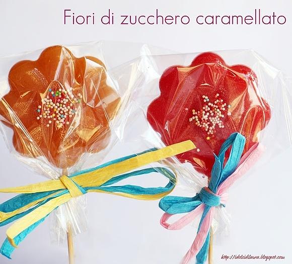 Fiori di zucchero caramellato
