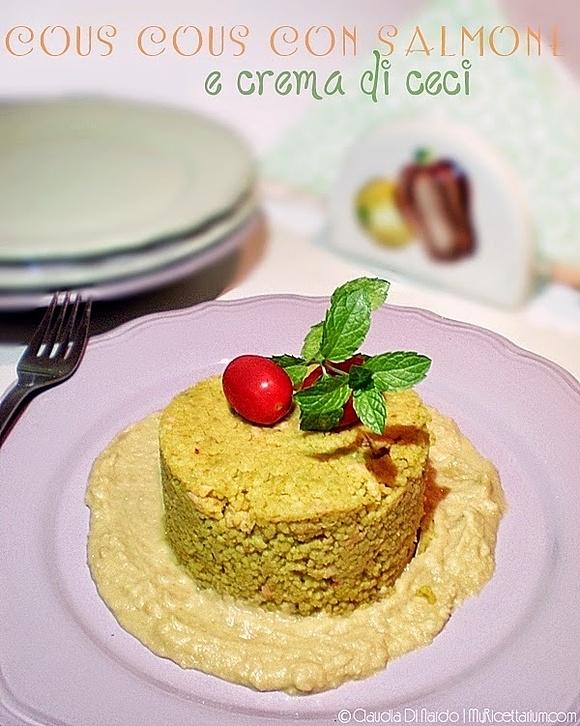 Couscous con salmone e crema di ceci