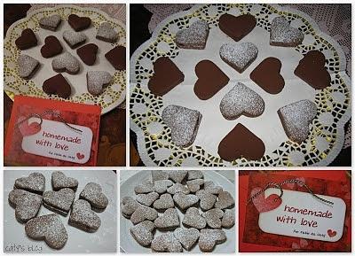 Cuoricini al cacao con ripieno di marmellata e cioccolato