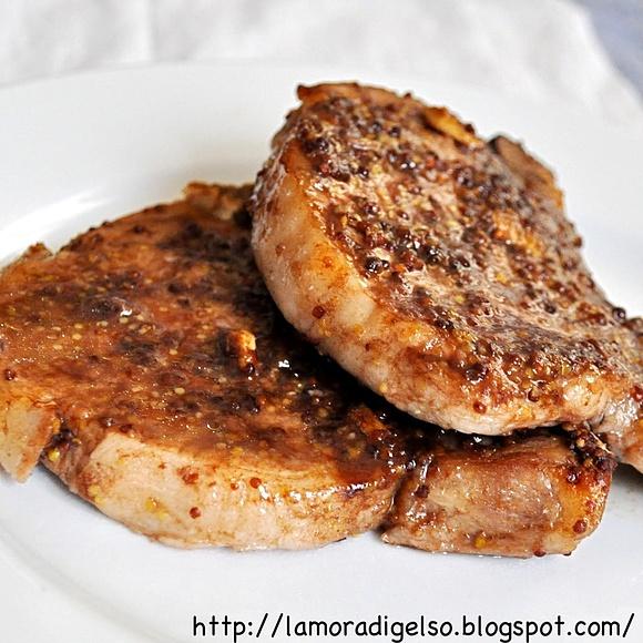 Braciole di maiale al miele aceto balsamico zenzero senape