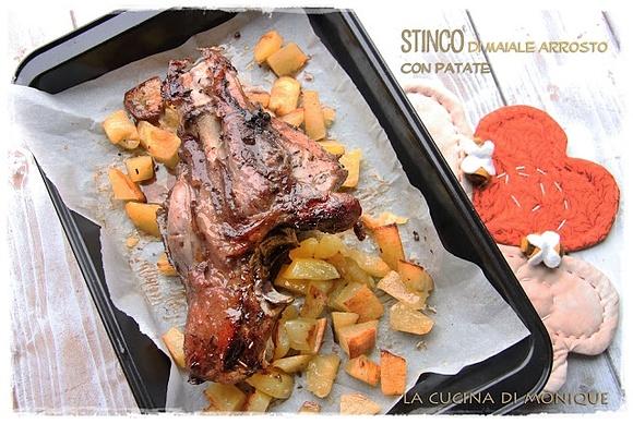 Stinco di maiale arrosto con patatine