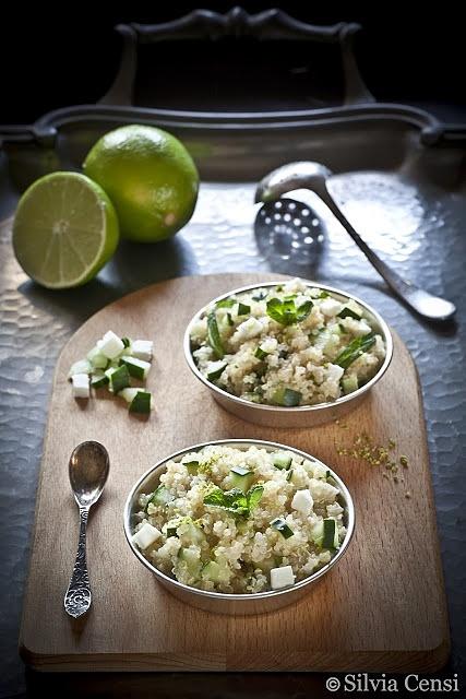Insalata di quinoa con cetrioli, feta e menta