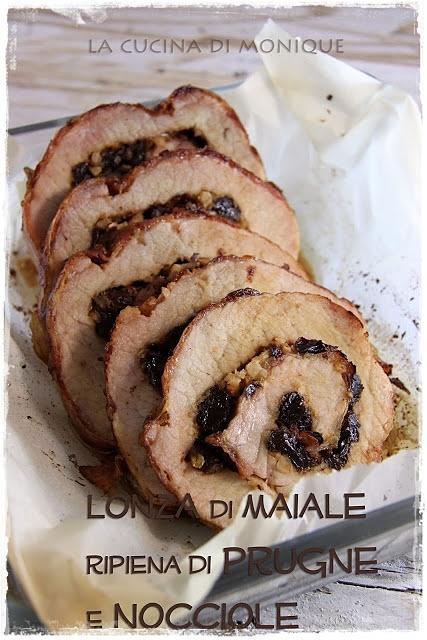 Lonza di maiale ripiena di prugne secche e nocciole