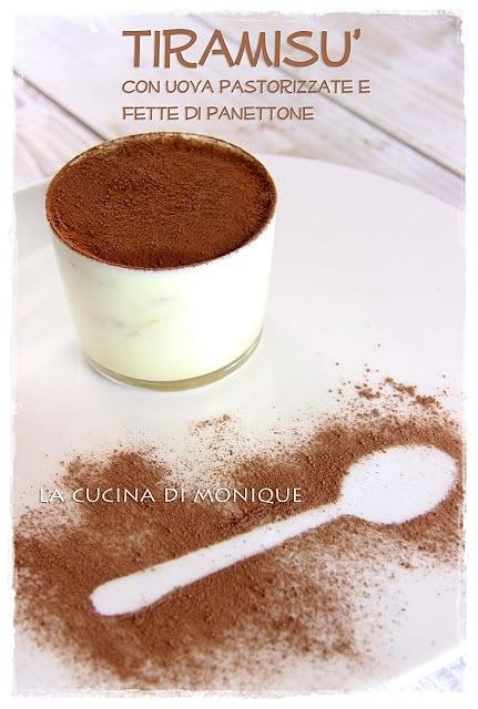 Tiramisù con uova pastorizzate Montersino stile e fette di panettone
