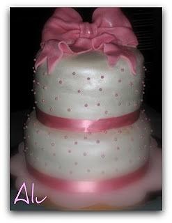 Fiocco rosa per battesimo torte decorate