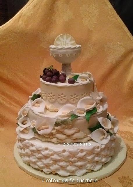 Decorazione torta prima comunione di valerio pasta di zucchero e cioccolato plastico
