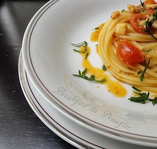 Spaghetti con rana pescatrice
