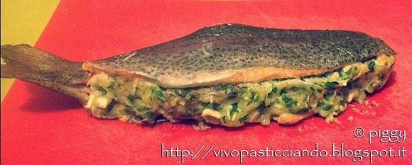 Trota salmonata ripiena ai porri