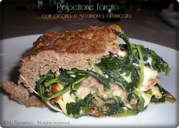 Polpettone farcito con cicoria e scamorza affumicata