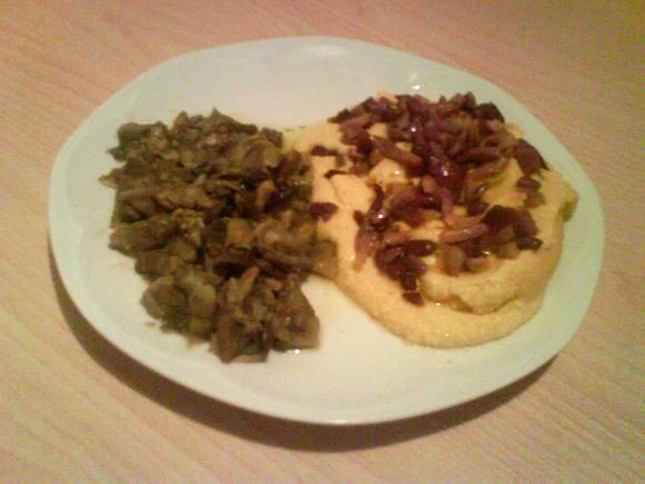 Polenta con speck e carciofi