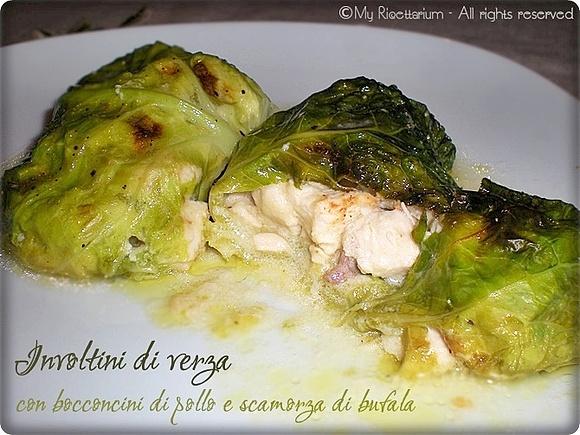 Involtini di verza con bocconcini di pollo e scamorza di bufala