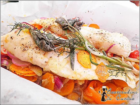 Pesce al cartoccio con verdure