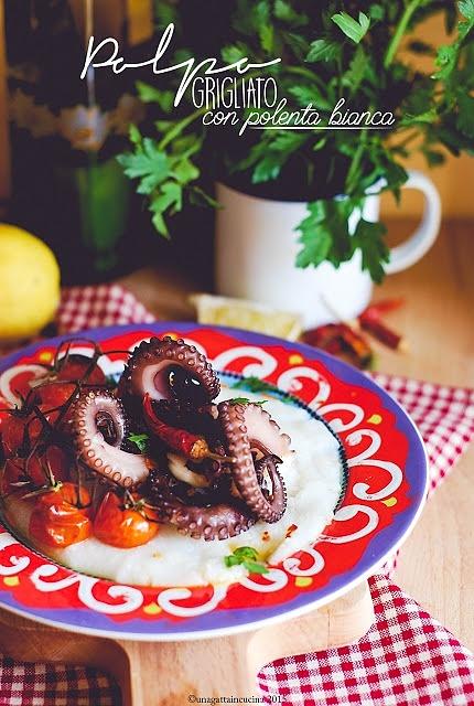 Polpo grigliato e polenta bianca