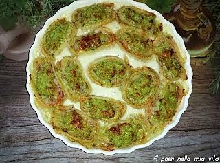 Girelle di crespelle senza uova con crema di zucchine e prosciutto