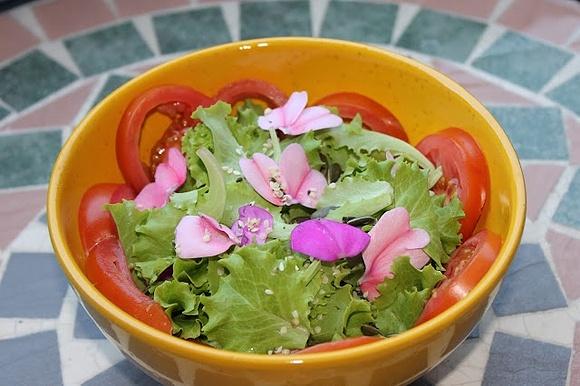 Insalata Fiorita con cuore di bue, olive e semi