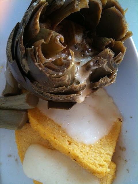 Carciofi ghiotti e polenta con montasio senza bimby