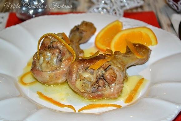 Pollo al brandy con scorze di arancia caramellate