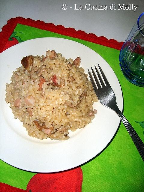 Risotto con salsiccia e funghi