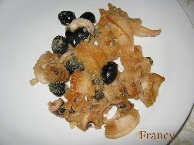 Seppie gratinate con olive e capperi