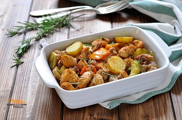 Bocconcini di tacchino al forno con verdure e spezie