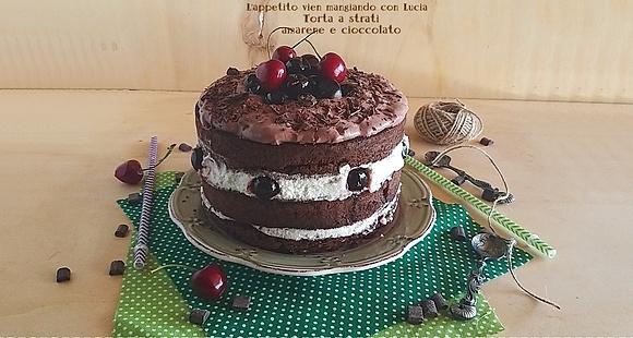 Torta a strati alle amarene e cioccolato