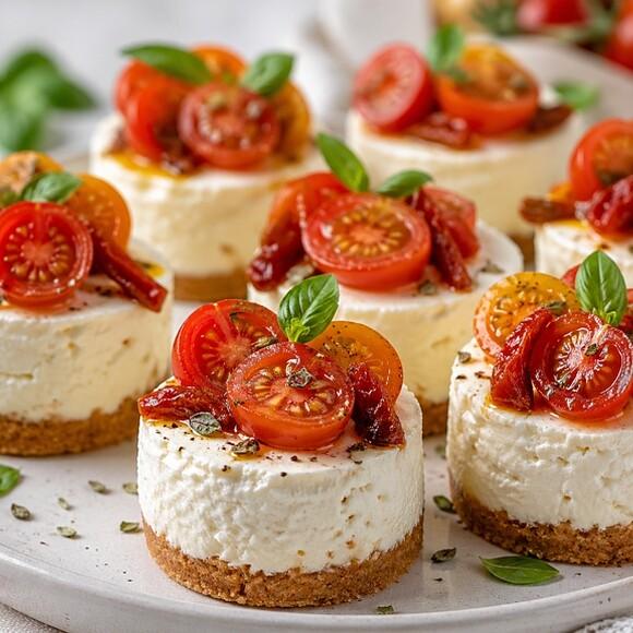Mini cheesecake salate con pomodorini