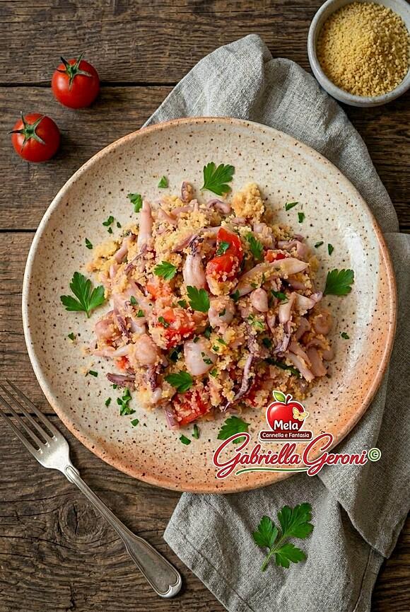 Couscous ai frutti di mare con scampi, totani e gamberetti