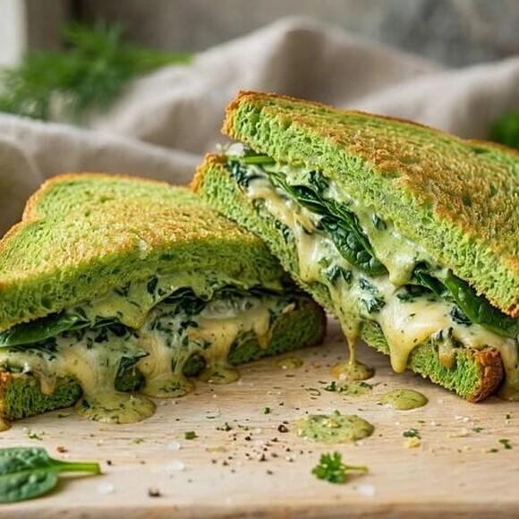 Sandwich verde con scamorza e spinaci