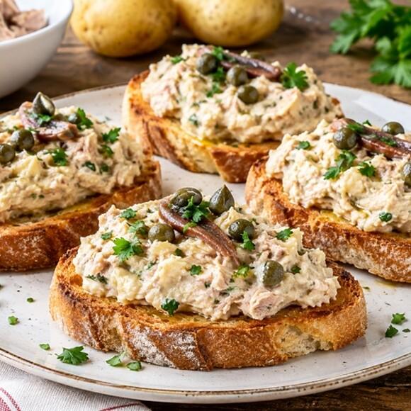 Crostoni con paté di tonno e patate