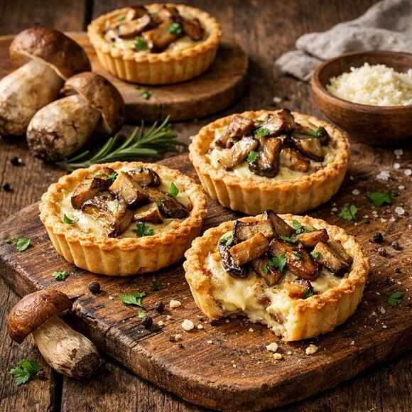 Tartellette al formaggio e funghi porcini