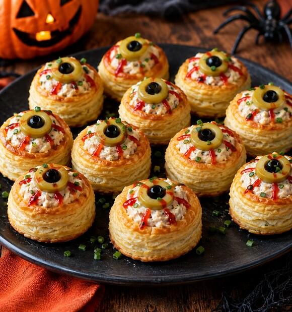Vol-au-vent occhi di mostro: l’antipasto di Halloween facile e mostruosamente bu