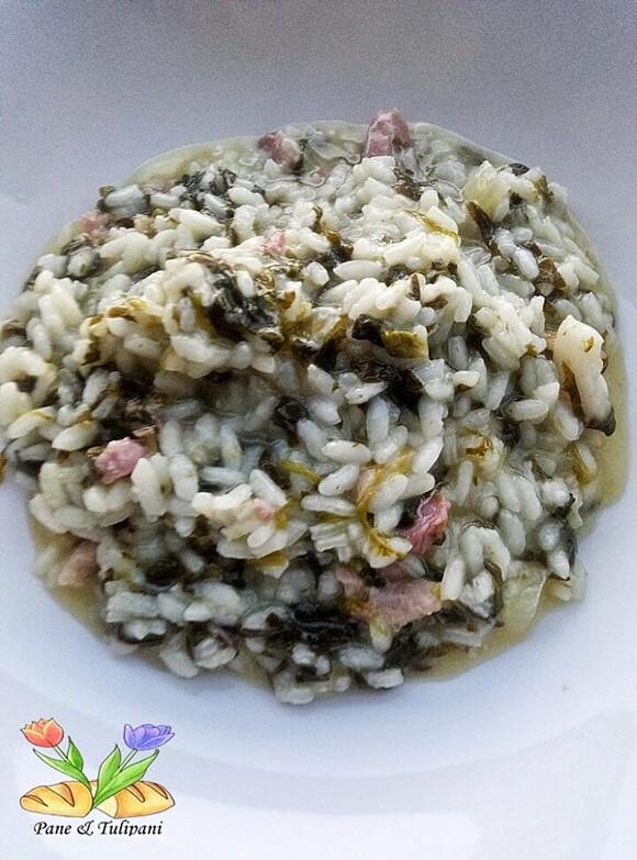 Risotto filante con amaranto e pancetta