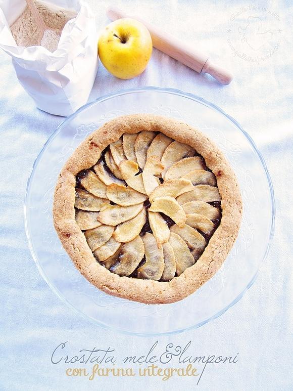 Crostata mele e lamponi con farina integrale senza burro